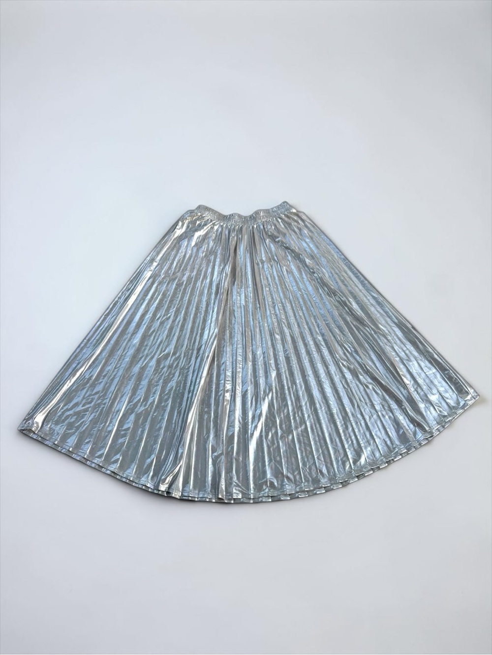 ✨Tullea✨Silver Metallic Pleated Midi Skirt